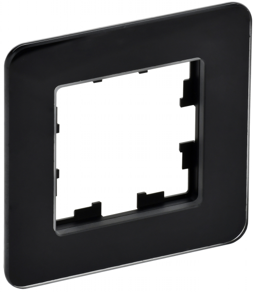 IEK BRITE DECOR Черный матовый стекло скругл.угол Рамка 1-мест. РУ-1-2-Бр RE