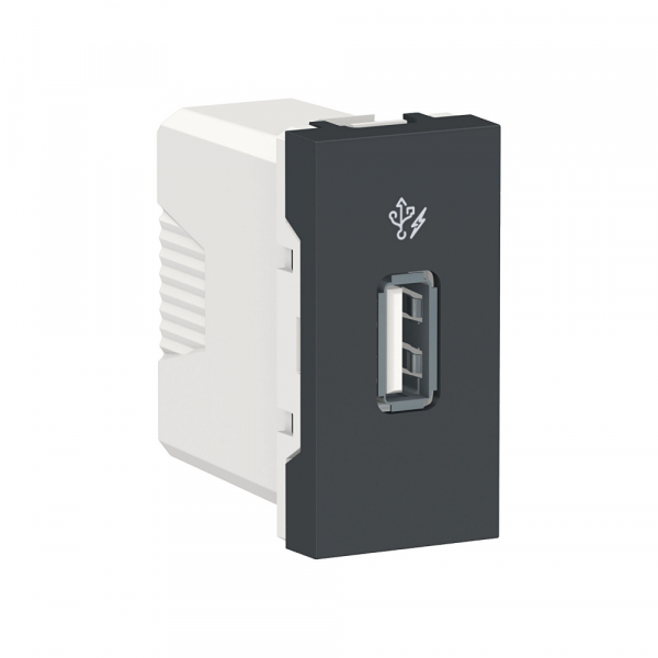 Schneider Electric Unica Modular Антрацит Розетка USB, 5 В / 1000 мА, 1 модуль
