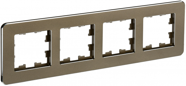 IEK BRITE DECOR Латунь металл. скругл.угол Рамка 4-м РУ-4-1-Бр RE