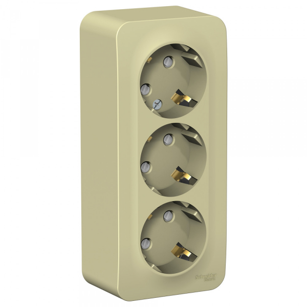 Systeme Electric Blanca наруж Беж Розетка 3-ая с/з со шторками, изолир. пластина 16А, 250В