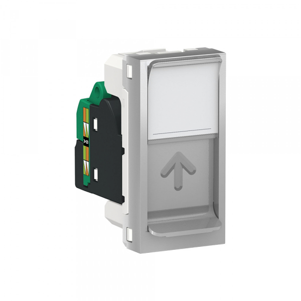Schneider Electric Unica Modular Алюминий Розетка компьютерная, RJ45, одиночная кат. 5е UTP, 1 модуль