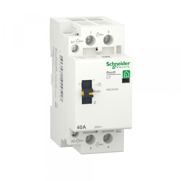 Schneider Electric RESI9 Модульный контактор 1P+N 40A 2НО 230/250В АС 50ГЦ