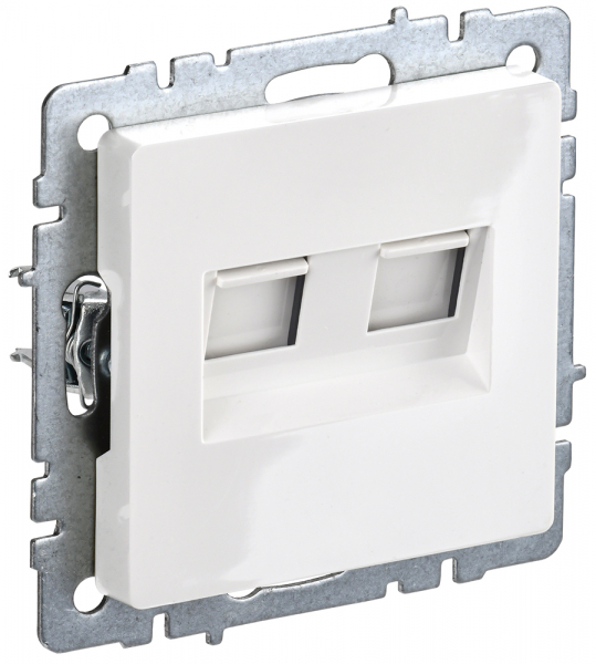 IEK BRITE BASE Белый Розетка комп двойная кат.5E RJ45 РК10-2-БрБ