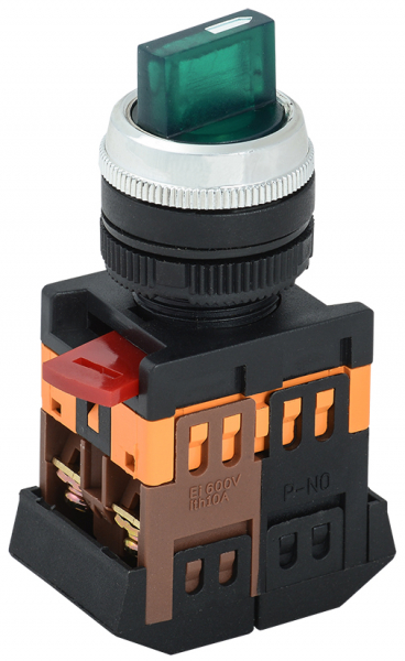 IEK Переключатель АNС-22-2 на 2 фикс.полож.зеленый неон/240В I-O 1з+1р