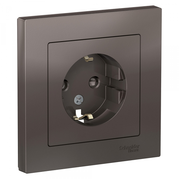 Systeme Electric AtlasDesign Мокко Розетка с/з со шторками, 16А, в сборе