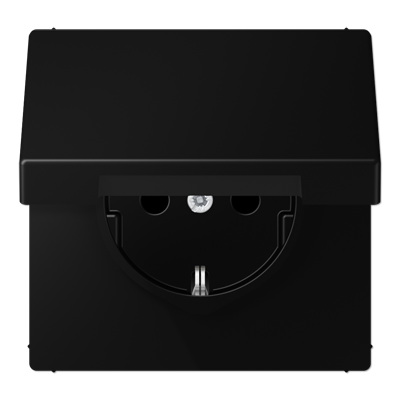 JUNG LS 990 Черный матовый Розетка с крышкой, винтовой зажим, SCHUKO