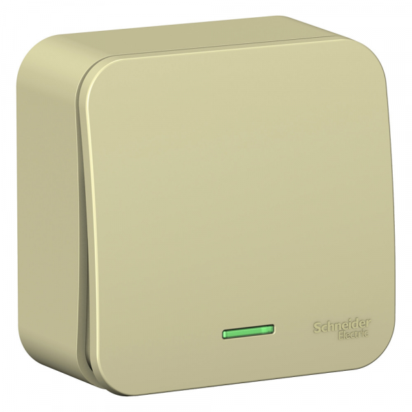 Systeme Electric Blanca наруж Беж Выключатель 1-клавишный (cх.1) с подсветкой, изолир. пластина 10А,250B