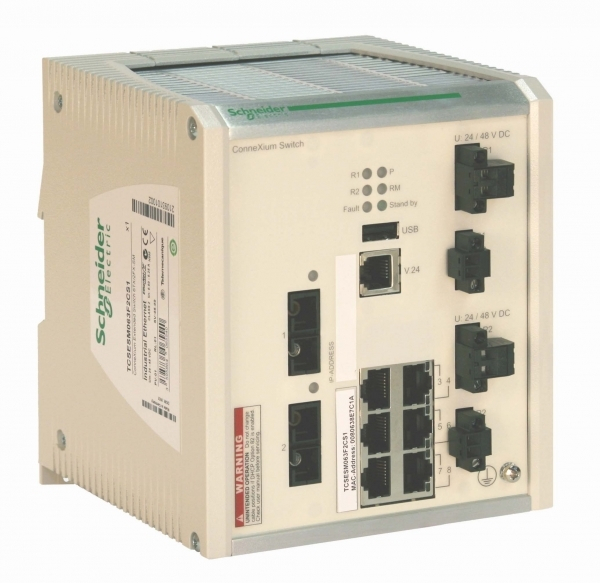 Schneider Electric Contactors K Коммутатор Connexium 6TX/2FXSM (6 RJ45,1 медь, 2 опт одномод,10/100 Mbit, покр)