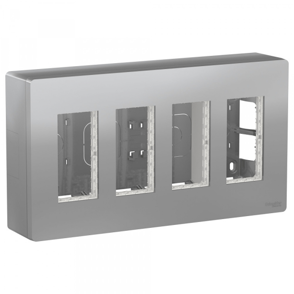 Schneider Electric Unica System+ Алюминий Блок открытой установки 4х2