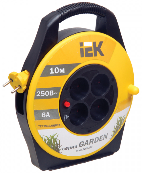 IEK Катушка УК10 с т/з 4 места 2Р/10м 2х0,75 мм2 "Garden"