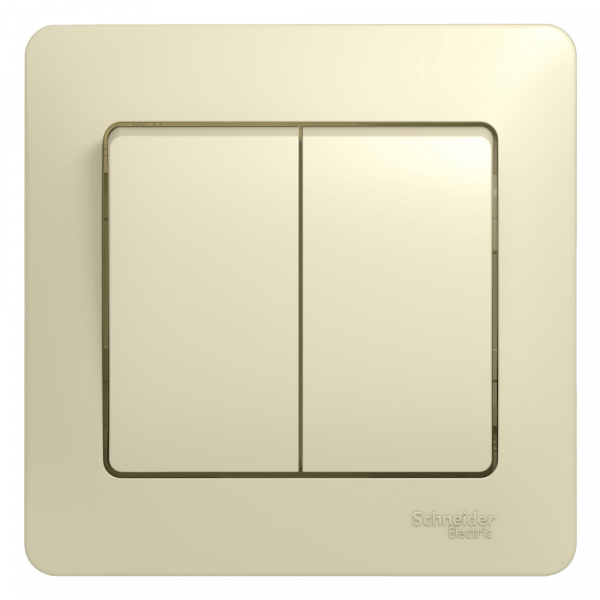 Systeme Electric Glossa Беж Выключатель 2-клавишный, сх.5, 10АХ (в сборе с рамкой)