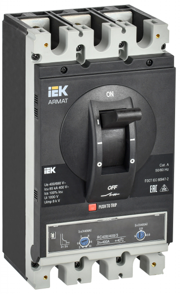 IEK ARMAT Автоматический выключатель в литом корпусе 3P I 85кА 400А ТМ рег.