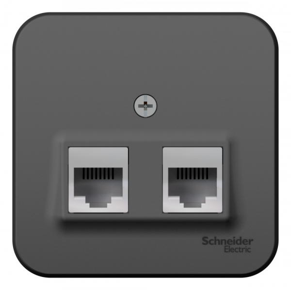 Systeme Electric Blanca наруж Антрацит Розетка 2-ая ТЛФ/КОМП, RJ45+RJ11, кат.5E, изолир. пластина