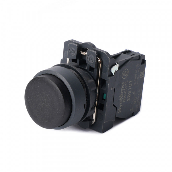 Systeme Electric Кнопка SB5 в сборе модульная 22мм выступающая черная с возвратом пластик 1НО