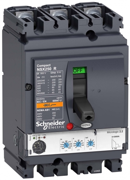 Schneider Electric Compact NS630 3P Выключатель Micrologic 2.2 40A NSX100R(200кА при 415В, 45кА при 690B)