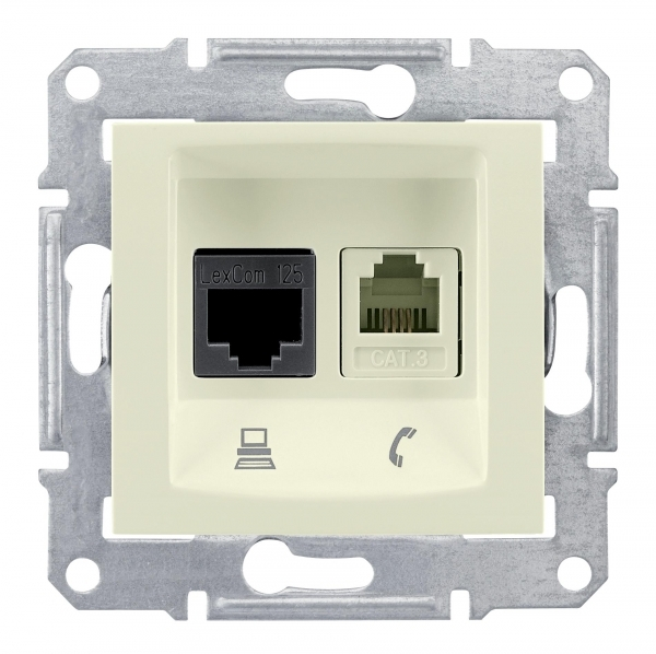 Schneider Electric Sedna Беж Розетка 2-ая ТЛФ + компьютерная кат.5е UTP (RJ11+RJ45)
