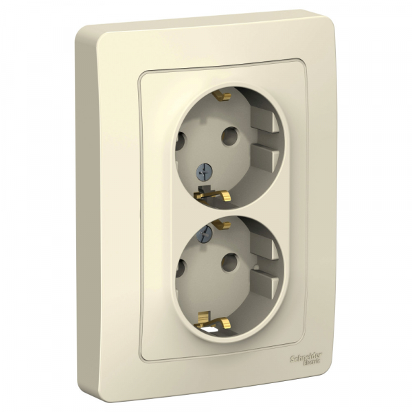 Systeme Electric Blanca внутр Молочная Розетка 2-ая с/з без шторок, 16А, 250В