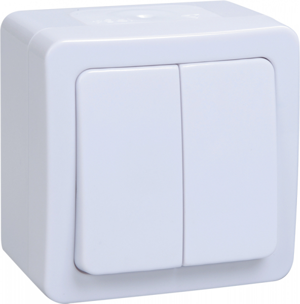 IEK GERMES PLUS ВС20-2-0-ГПБ Выключатель 2кл о/у IP54 (цвет клавиши:белый)