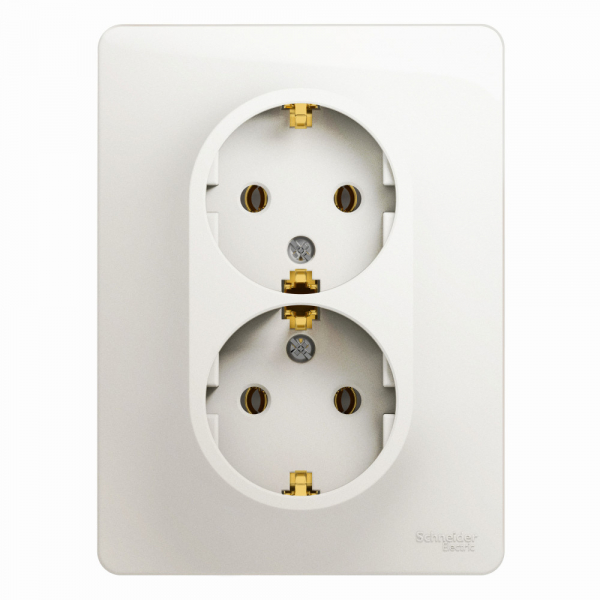 Systeme Electric Glossa Перламутр Розетка 2-ая с/з , 16А (в сборе)