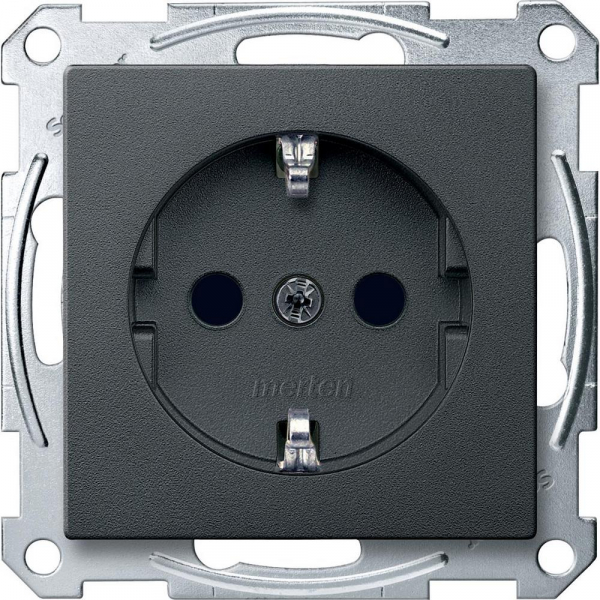 Schneider Electric Merten SM Антрацит Розетка с/з с защитными шторками безвинт. зажим