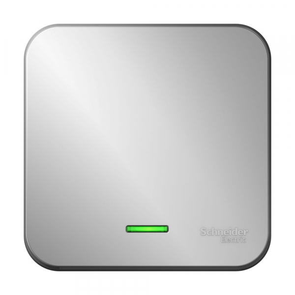 Systeme Electric Blanca наруж Алюминий Переключатель 1-клавишный с подсветкой 10А, 250B, изолир. пластина