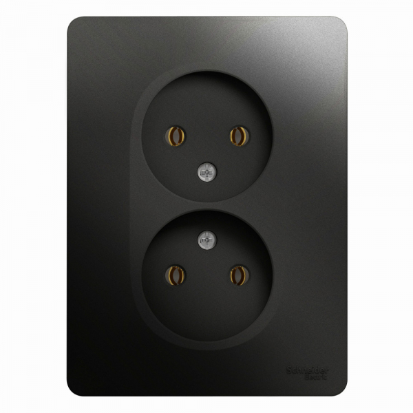 Systeme Electric Glossa Антрацит Розетка 2-ая б/з ,16А (в сборе)