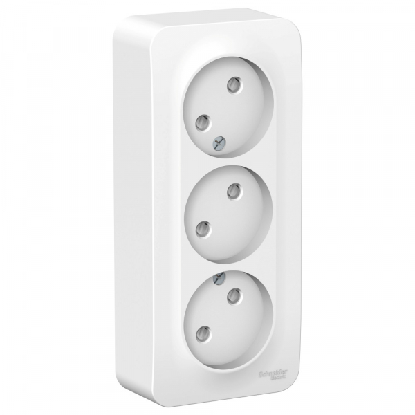 Systeme Electric Blanca наруж Бел Розетка 3-ая б/з со шторками 16А, 250В, изолир. пластина