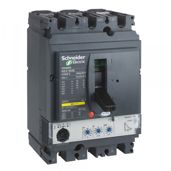 Schneider Electric Compact NSX 160N Автоматический выключатель Micrologic 2.2 100A 3P 3T
