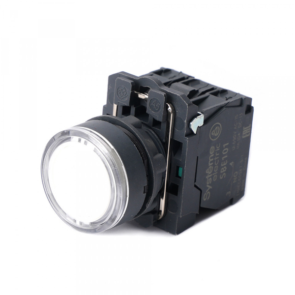 Systeme Electric Кнопка SB5 с подсветкойкой в сборе модульная 22мм белая пластик 24ВDC 1НО+1НЗ