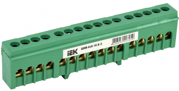 IEK Шина PE земля в корп изол на DIN-рейку ШНИ-6х9-16-К-З