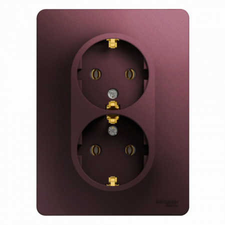 Systeme Electric Glossa Баклажановый Розетка 2-ая с/з (в сборе)