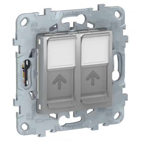Schneider Electric Unica New Алюминий Розетка компьютерная, RJ45, двойная, кат. 6 UTP