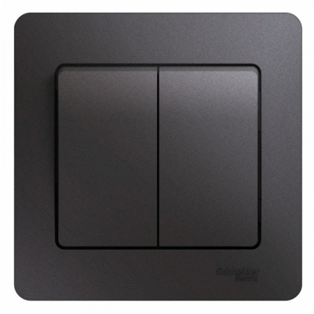 Systeme Electric Glossa Графит Выключатель 2-клавишный, сх.5, 10AX (в сборе)