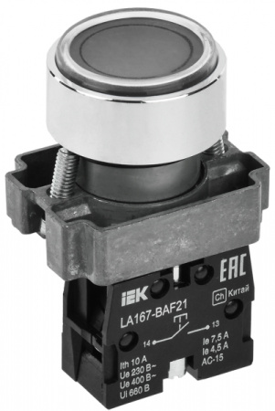 IEK Кнопка LA167-BAF21 d=22мм 1з черная