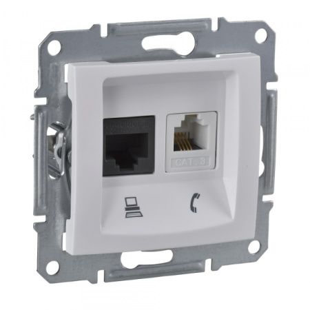 Schneider Electric Sedna Бел Розетка 2-ая ТЛФ + компьютерная кат.5е UTP (RJ11+RJ45)