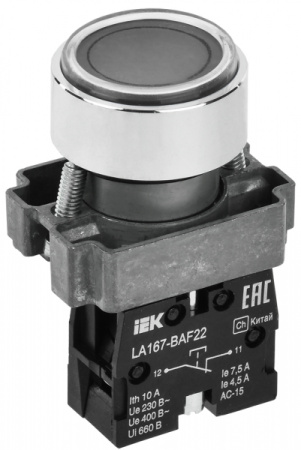 IEK Кнопка LA167-BAF22 d=22мм 1р черная