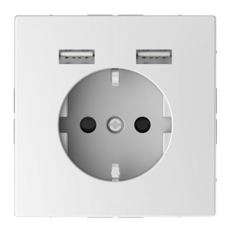 Schneider Electric Merten D-Life Белый Лотос Розетка Schuko с 2 USB c зарядным устройством 2,4 A