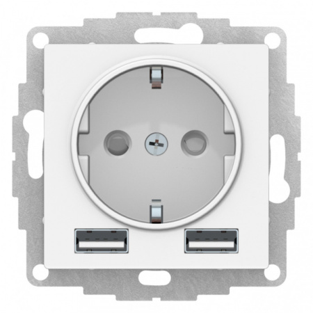 Systeme Electric AtlasDesign Белый Розетка SO + USB A+A, 5В/2,4А, 2х5В/1,2А, механизм