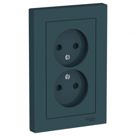Systeme Electric AtlasDesign Изумруд Розетка б/з двойная, со шторками,16А, в сборе