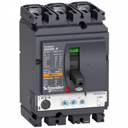 Schneider Electric Compact NS630 3P Выключатель M2.2M 220A NSX250R(200кА при 415В, 45кА при 690B)