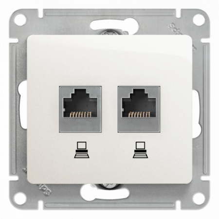Systeme Electric Glossa Перламутр Розетка 2-ая компьютерная RJ45+RJ45, кат.5E