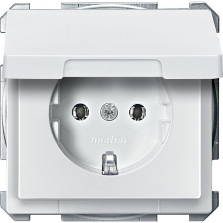 Schneider Electric Merten SD QuickFlex Бел Розетка с/з с крышкой (термопласт) безвинт. зажим