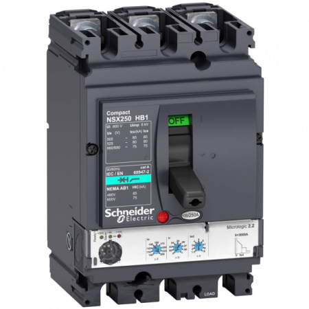 Schneider Electric Compact NS630 3P Выключатель Micrologic 2.2 250A NSX250HB1 (75кА при 690B)