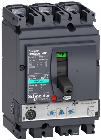Schneider Electric Compact NSX Силовой Автоматический выключатель 3P Iu=100А диапазон уставки тока расцепления: 150А NSX100HB1 MR 2.2M