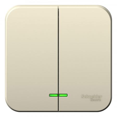 Systeme Electric Blanca наруж Молочный Выключатель 2-клавишный с подсветкой, 6А, 250В