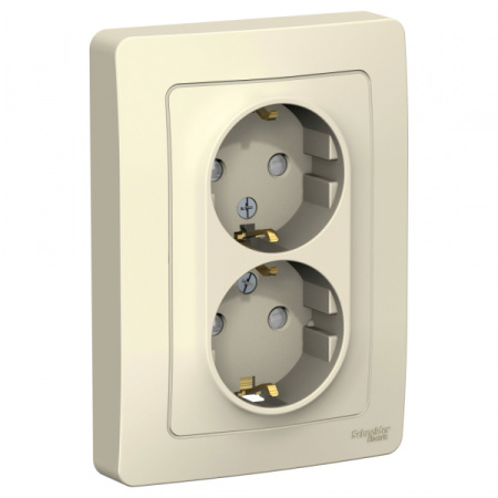 Systeme Electric Blanca внутр Молочная Розетка 2-ая с/з со шторками, 16А, 250В