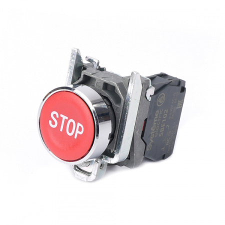 Systeme Electric Кнопка SB4 в сборе модульная 22мм красная металл 1НЗ с маркировкой "STOP"