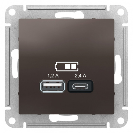 Systeme Electric AtlasDesign Мокко USB A+С, 5В/2,4А, 2х5В/1,2А, механизм