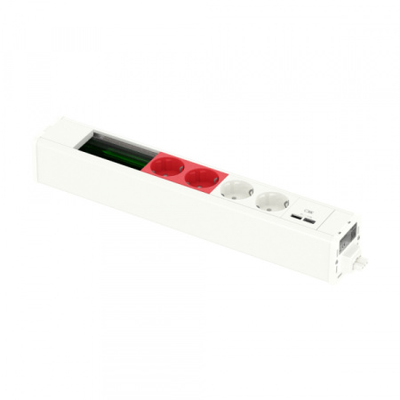Schneider Electric US+ Блок 2хРозетка БЕЛАЯ+2хРозетка КРАСНАЯ+2USB A/C +место (45х90) под VDI БЕЛЫЙ