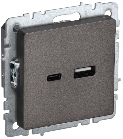 IEK BRITE BASE Темн.бронза Розетка USB A+C 18Вт РЮ11-1-БрТБ